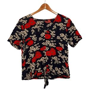Madewell Hillside Daises Floral Tie Front Short‎ Sleeve Blouse Size XS